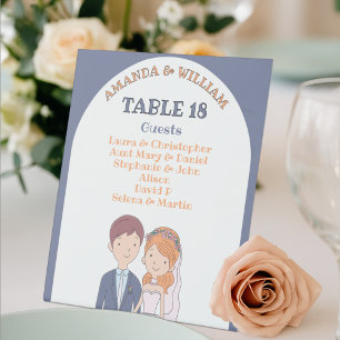 Einfache Cartoon-Iike-Ehegatten Hochzeit-Tischnumm Sockelschild