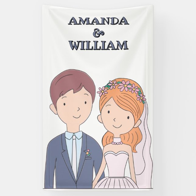 Einfache, Cartoon-Ike-Ehevorstellung Banner (Vertikal)