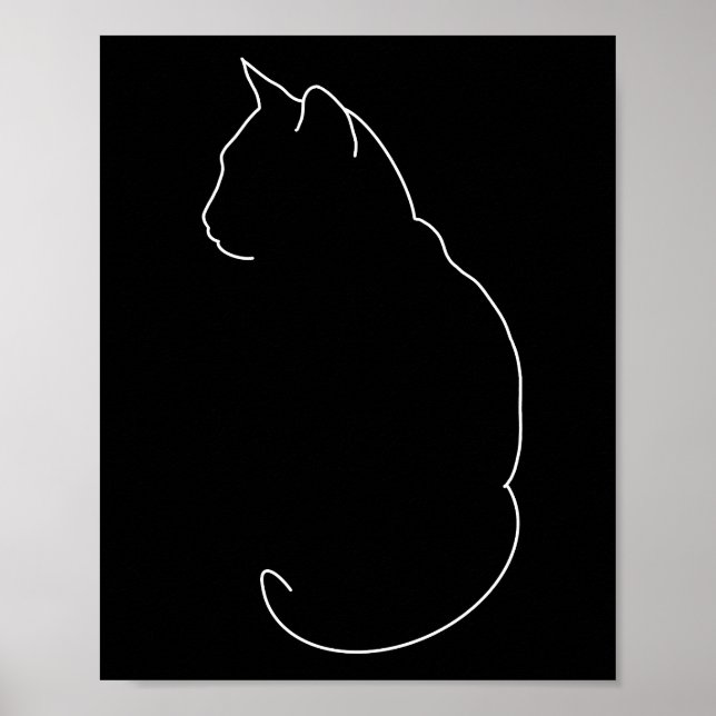 Einfache Cat Line Zeichnend Poster (Vorne)