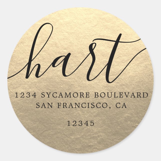 Einfache Champagne Gold Family Rücksendeadresse Runder Aufkleber (Vorderseite)