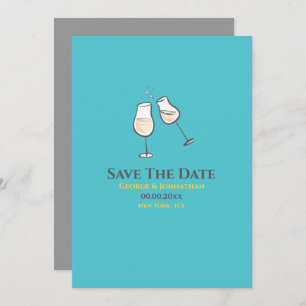Einfache Champagnerbrille Toast schwul lesbisch Save The Date