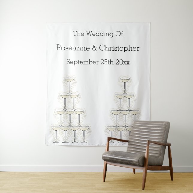 Einfache Champagnergläser Hochzeit Wandteppich (Beispiel)