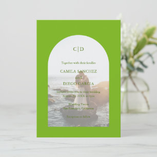 Einfache Chartreuse Foto Arch Moderne Hochzeit Einladung