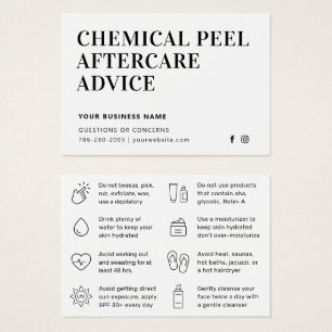 Einfache chemische Peel-Aftercare-Instruktionskart