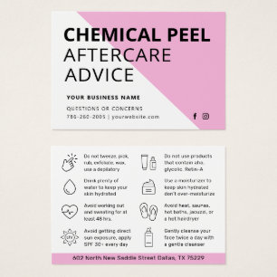 Einfache chemische Peel-Aftercare-Instruktionskart