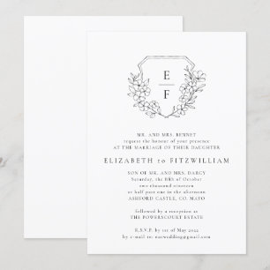 Einfache Cherry Blossom Wappen Monogram Wedding Einladung