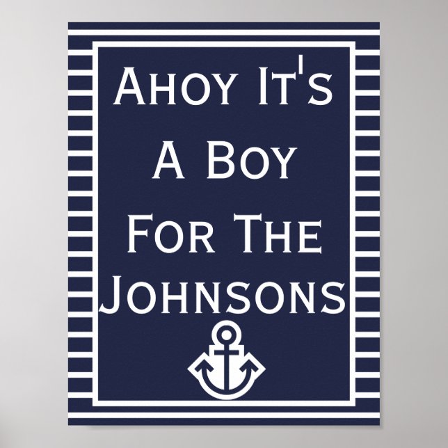 Einfache Chic Ahoy Es ist ein Baby-Showposter Poster (Vorne)