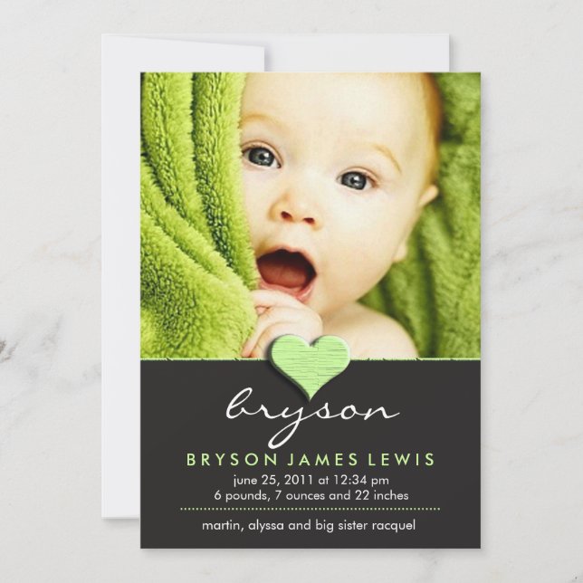 Einfache Chic Baby-Ankündigung Ankündigung (Vorderseite)