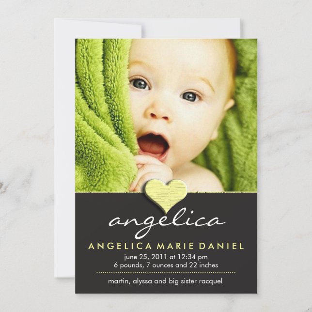 Einfache Chic Baby-Ankündigung Ankündigung (Vorderseite)