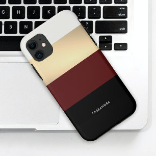 Einfache Chic Black Gold Burgundy Red Personalisie Case-Mate iPhone Hülle