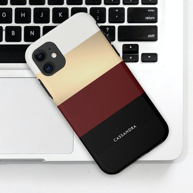 Einfache Chic Black Gold Burgundy Red Personalisie Case-Mate iPhone Hülle (Von Creator hochgeladen)
