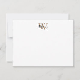 Einfache Chic Black Gold Monogram Script Name Mitteilungskarte