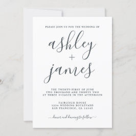Einfache Chic Calligrafy Schwarz-weiß Wedding Einladung