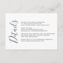 Einfache Chic Calligrafy Wedding Details Begleitkarte