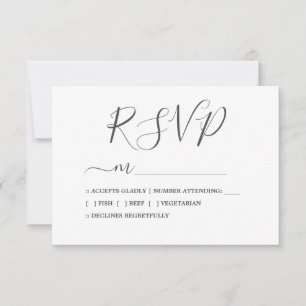 Einfache Chic Calligrafy Wedding RSVP Karte