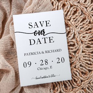 Einfache Chic Calligrafy Wedding Save the Date Einladung