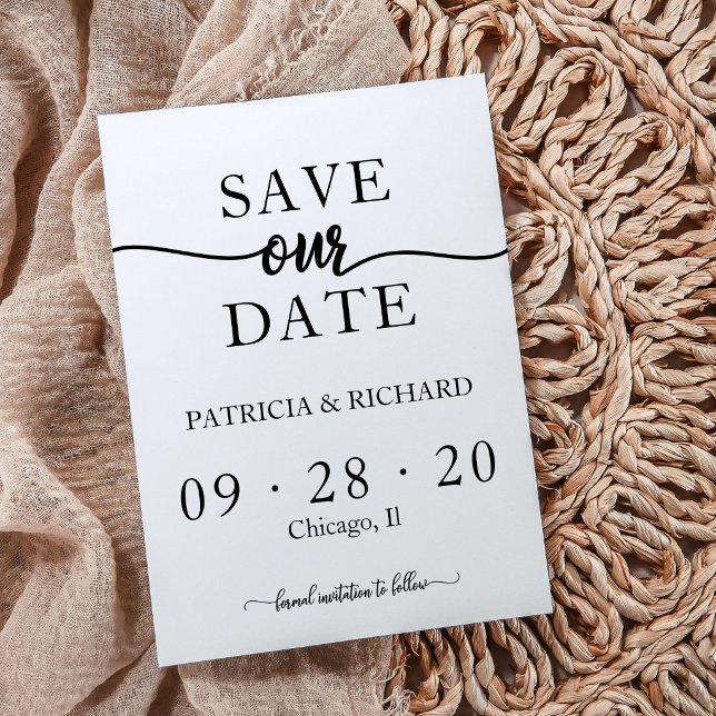 Einfache Chic Calligrafy Wedding Save the Date Einladung (Von Creator hochgeladen)