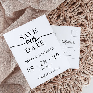 Einfache Chic Calligrafy Wedding Save the Date Postkarte
