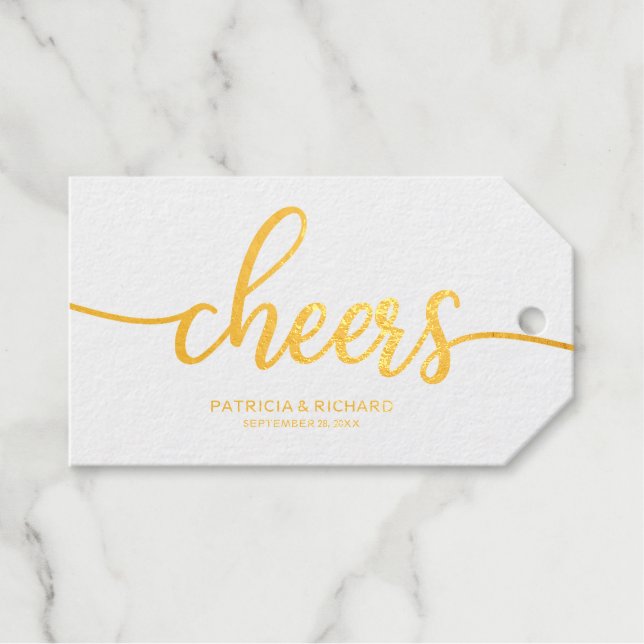 Einfache Chic Calligraphie Chefs Weinflasche Geschenkanhänger (Vorderseite (Horizontal))