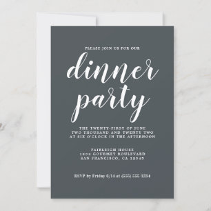 Einfache Chic Calligraphie Off Black Dinner Party Einladung