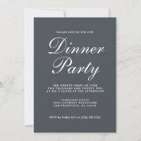 Einfache Chic Calligraphie Off Black Dinner Party