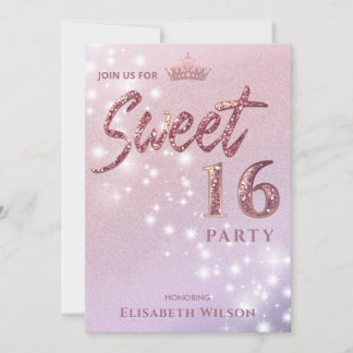 Einfache chic Coole Rose Gold Tiara Sweet 16 Einla Einladung