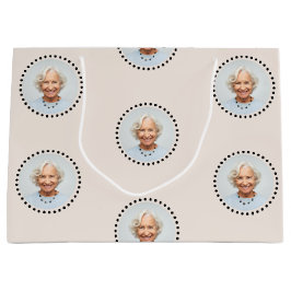 Einfache Chic Editable Round Foto Polka Dot Große Geschenktüte
