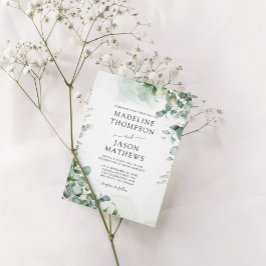 Einfache Chic Eukalyptus Wash Gold Grüne Hochzeit Einladung