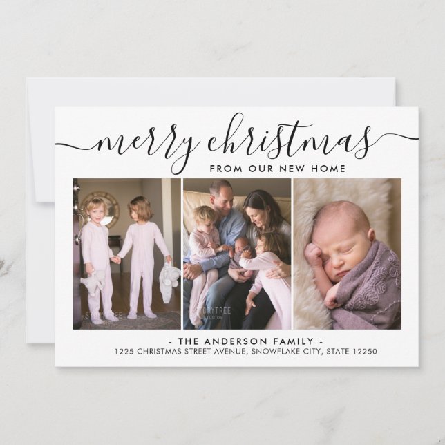 Einfache Chic frohe Weihnachten 3 Foto Urlaub Movi Ankündigung (Vorderseite)