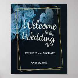 Einfache Chic Gold Geometric Frame Wedding Poster