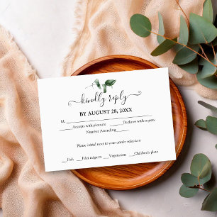 Einfache Chic Grüne Eukalyptus-Hochzeit RSVP Begleitkarte