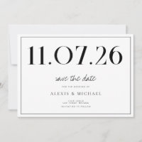 Einfache Chic Hochzeit ohne Foto Save the Date