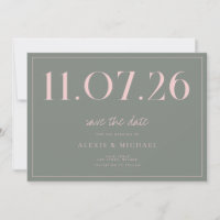 Einfache Chic Hochzeit ohne Foto Save the Date