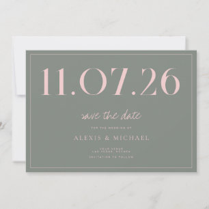 Einfache Chic Hochzeit ohne Foto Save the Date