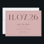 Einfache Chic Hochzeit ohne Foto Save the Date<br><div class="desc">Eine schlichte,  moderne Save the Date Karte. Personalisieren Sie diese schicke Rose rosa Farbgestaltung,  um Ihr Hochzeitsdatum,  Namen und Details zu haben.</div>