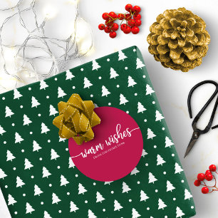 Einfache Chic Kalligrafie Warme Wünsche Weihnachte Runder Aufkleber