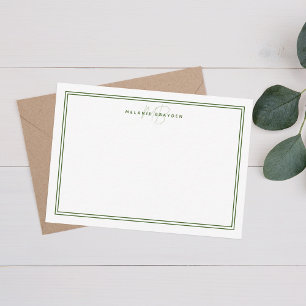 Einfache Chic Minimalistisch Monogram 2 Border Gre Mitteilungskarte