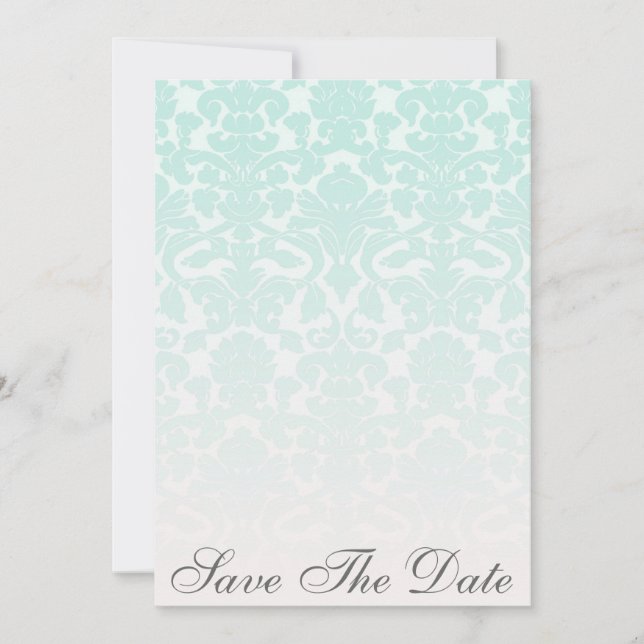 Einfache Chic Mint Damask Ankündigung Datum freiha (Vorderseite)