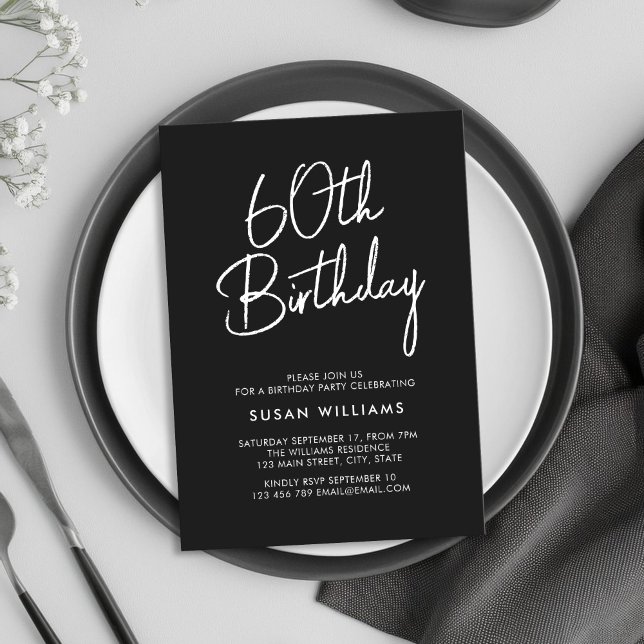 Einfache Chic Moderne 60. Geburtstag Einladung (Von Creator hochgeladen)