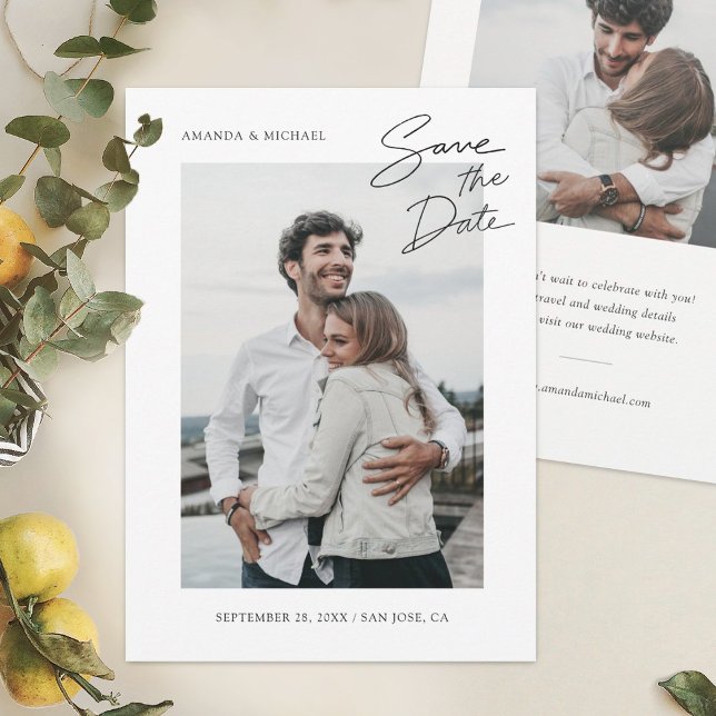 Einfache Chic Moderne Foto Hochzeit Save The Date (Von Creator hochgeladen)