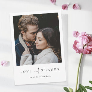 Einfache Chic Moderne Foto Liebe und Dank Hochzeit Dankeskarte