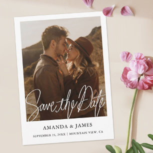 Einfache Chic Moderne Foto Verlobung Save the Date