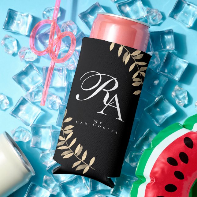 Einfache Chic Monogram Black Selters Dosenkühler (In Situ Sommer)