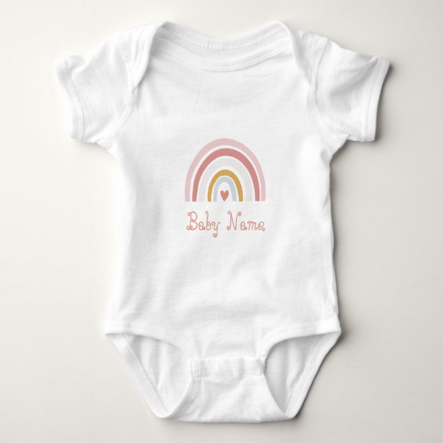 Einfache Chic Name Rosa Regenbogen Baby Strampler (Vorderseite)