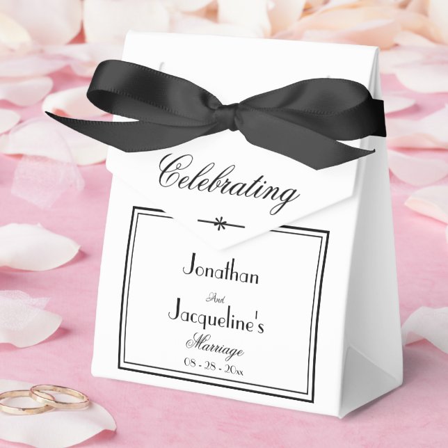 Einfache Chic Script Elegant White Wedding Geschenkschachtel (Hochzeit)