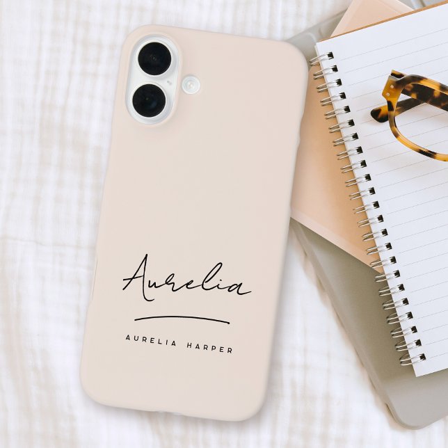 Einfache Chic Script Monogram Blush Pink Signature Case-Mate iPhone Hülle (Von Creator hochgeladen)