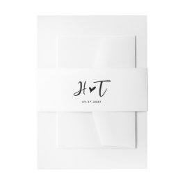 Einfache Chic Script Monogram Heart Wedding Einladungsbanderole