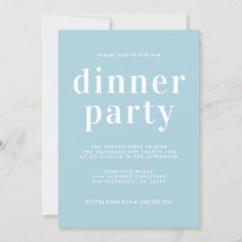 Einfache Chic Typografie Blue Glow Dinner Party Einladung