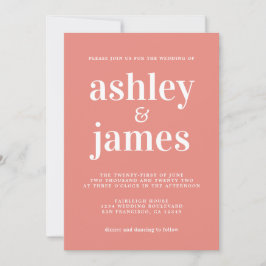 Einfache Chic Typografie Burnt Coral Wedding Einladung