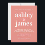 Einfache Chic Typografie Burnt Coral Wedding Einladung<br><div class="desc">Einfache und schicke Hochzeitseinladung mit weißer stilvoller, eleganter und moderner Typografie auf verbranntem Korallenhintergrund. Fügen Sie einfach Ihre Hochzeitsdetails hinzu. Exklusiv für Sie entworfen von Happy Dolphin Studio. Wenn Sie Hilfe oder passende Produkte benötigen, kontaktieren Sie uns bitte unter happydolphinstudio@outlook.com. Wir helfen Ihnen gerne, Ihre Hochzeit zum schönsten Tag zu...</div>